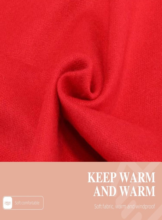EIysee Men Winter Scarf Soft Warm Long Cashmere Feel Scarves Unisex Plain Solid Color Winter Scarf (Pure Red) - Image 4